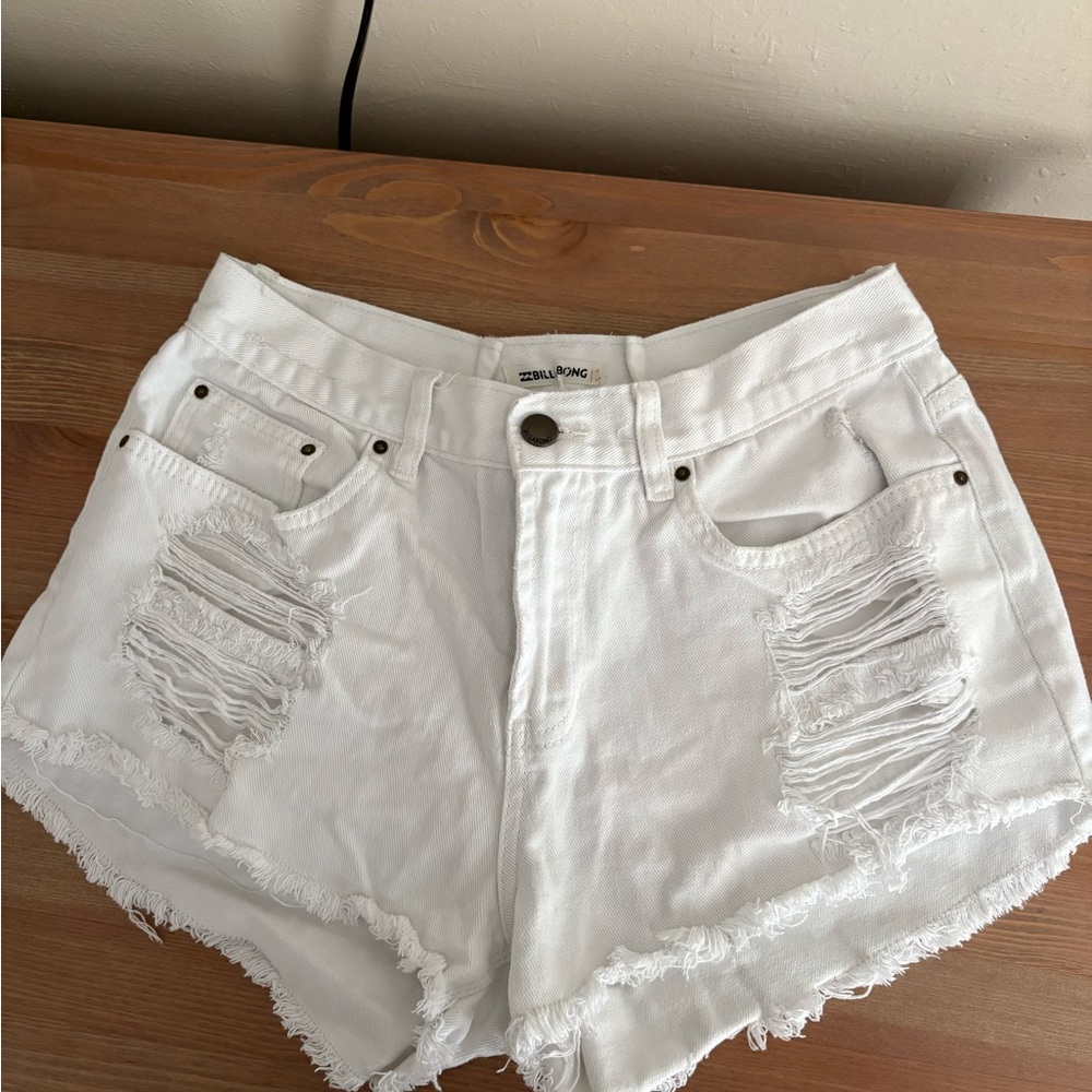 Billabong Women's Frayed White Jean Shorts